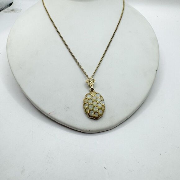 Emmons Vintage Opalescent Rhinestone Pendant Necklace  20” - Picture 5 of 11